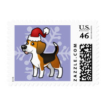Christmas Beagle Postage Stamps