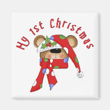Christmas Bear Head 1st Christmas Fridge Magnets