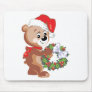 Christmas Bear with Wreath Mouse Pad