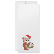 Christmas Bear with Wreath Personalized Rack Card