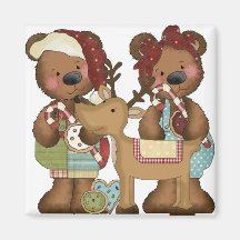 Christmas Bears and Reindeer Magnet