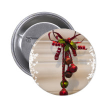 Christmas Bell Ornament Pinback Buttons