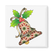 Christmas Bell with Holly-09 magnets