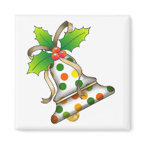 Christmas Bell with Holly-12 magnets