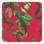 Christmas Bells and Pine Cones Square Sticker