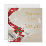 Christmas Bells And Red Ribbons Party  Invitation