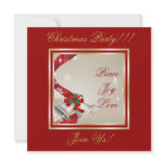 Christmas Bells And Red Ribbons Party  Invitation