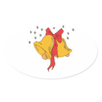 Christmas Bells Oval Stickers