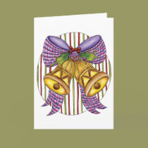 Christmas Bells with Ribbons in a Bow and Stripes cards