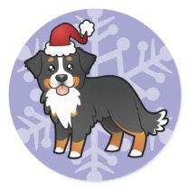 Christmas Bernese Mountain Dog Round Stickers