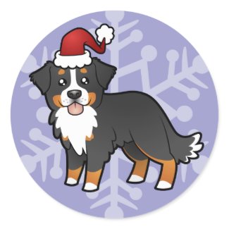 Christmas Bernese Mountain Dog Stickers Christmas Bernese Mountain Dog Stickers