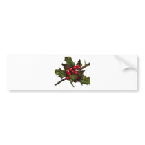 Christmas: Berries, Holly, Pine Cones: Art Bumper Sticker