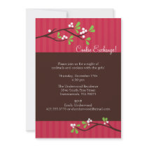 Christmas Berry Branch Party Invitation by pinklilypress Christmas Berry Branch Party Invitation