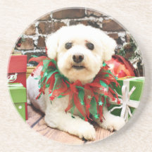 Christmas - Bichon Frise - Butler Drink Coaster