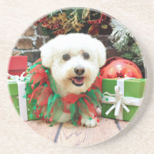Christmas - Bichon Frise - Butler Drink Coaster
