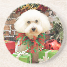 Christmas - Bichon Frise - Harley Coaster