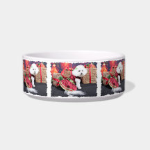 Christmas - Bichon Frise - Mia Cat Water Bowl