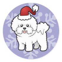 Christmas Bichon Frise Round Sticker