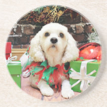 Christmas - Bichon Frise X - Maya Beverage Coasters