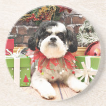 Christmas - Bichon X - Lexi Beverage Coaster