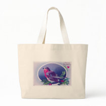 christmas bird blue tote bag