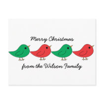 Christmas Bird Family postcards