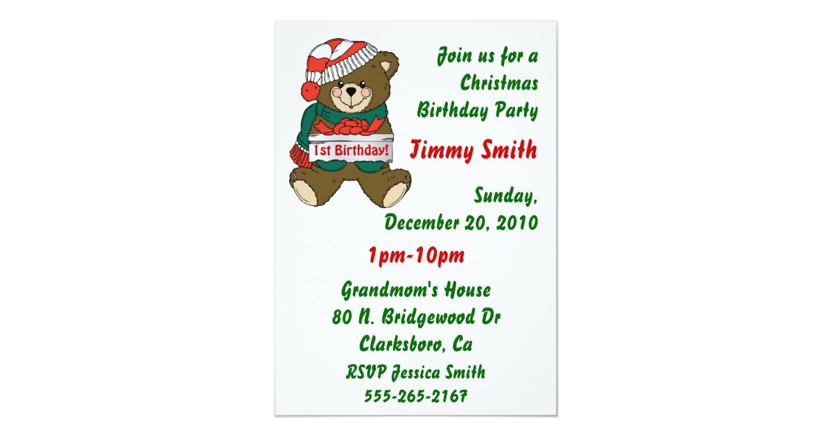 Christmas Birthday Party Invitation for Kids | Zazzle