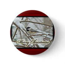 Christmas Black Capped Chickadee in Snow Pin