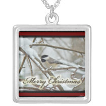 Christmas Black Capped Chickadee Necklace