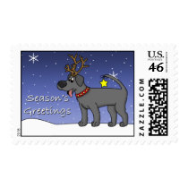 Christmas Black Lab postage by MenagerieMayhem Christmas Black Lab postage