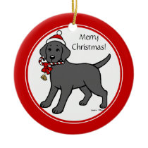 Christmas Black Labrador Puppy Cartoon Christmas Ornament