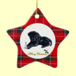Christmas Black Labrador Puppy Tartan ornaments