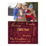 Christmas Blessings Retro Red Holiday Card