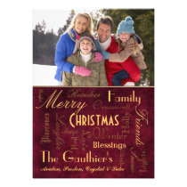 Christmas Blessings Retro Red Holiday Card
