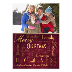 Christmas Blessings Retro Red Holiday Card