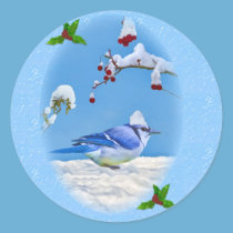 Christmas Blue Bird Holiday Sticker stickers