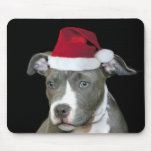 Christmas blue pitbull puppy mousepad