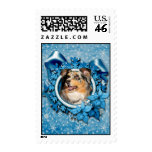 Christmas - Blue Snowflake - Australian Shepherd postage