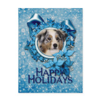 Christmas - Blue Snowflake - Australian Shepherd Post Cards