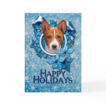 Christmas - Blue Snowflake - Basenji Card