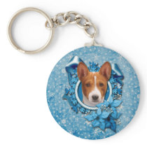 Christmas - Blue Snowflake - Basenji Keychain
