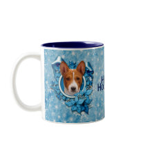 Christmas - Blue Snowflake - Basenji Coffee Mug