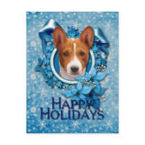 Christmas - Blue Snowflake - Basenji Post Cards