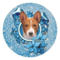 Christmas - Blue Snowflake - Basenji Sticker