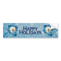 Christmas - Blue Snowflake - Bichon Frise Bumper Sticker