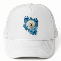 Christmas - Blue Snowflake - Bichon Frise Trucker Hat