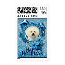 Christmas - Blue Snowflake - Bichon Frise Stamps