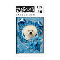 Christmas - Blue Snowflake - Bichon Frise Postage