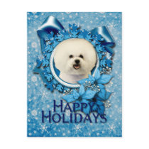 Christmas - Blue Snowflake - Bichon Frise Post Cards