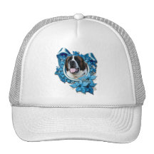 Christmas - Blue Snowflake - Saint Bernard - Mae Mesh Hat